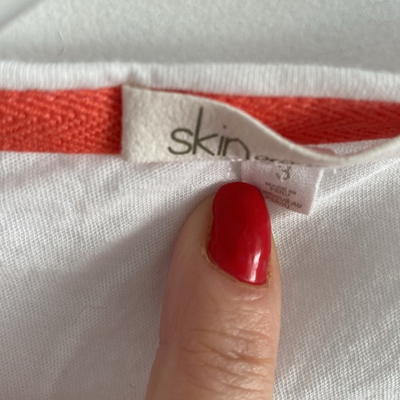 SKIN ORGANIC white oversize tee top shirt lounge drape pajamas 3 tunic - Picture 2 of 4